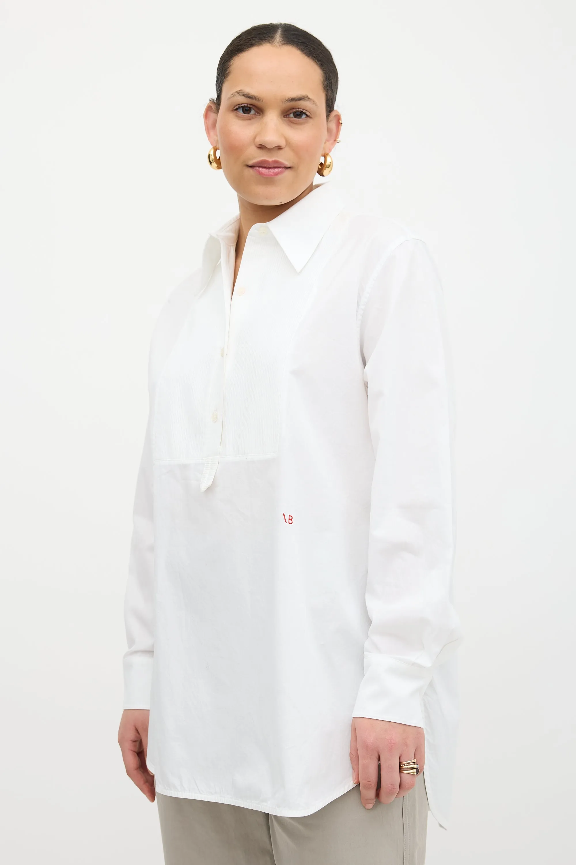 Pleated Bib Shirt sold by VSP Consignment product image thumbnail 3