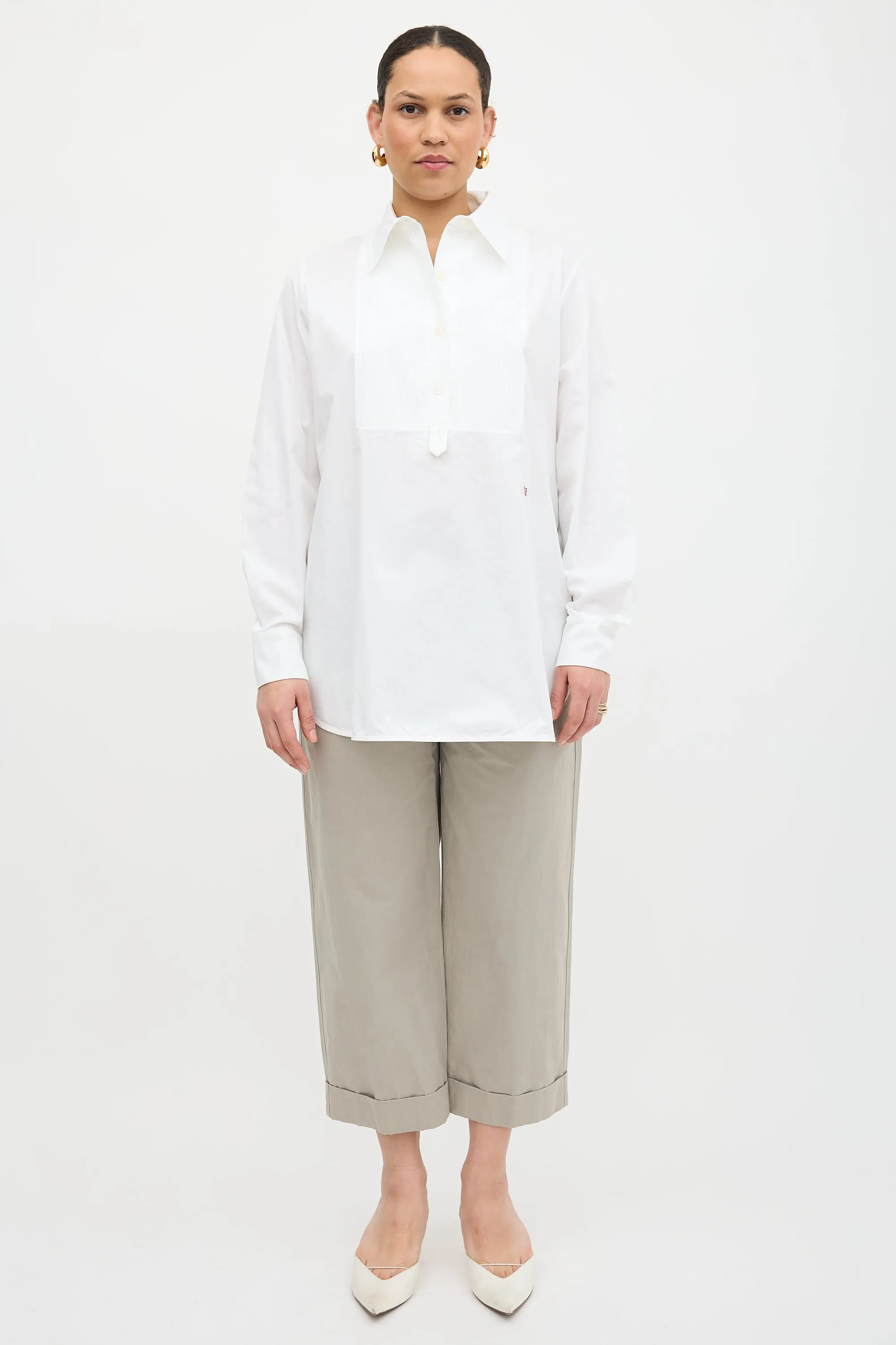 Pleated Bib Shirt sold by VSP Consignment product image thumbnail 2
