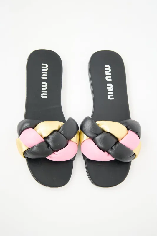 Braided Leather Slide made by Miu Miu