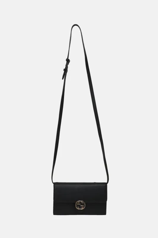 Leather Interlocking GG Wallet on Strap made by Gucci