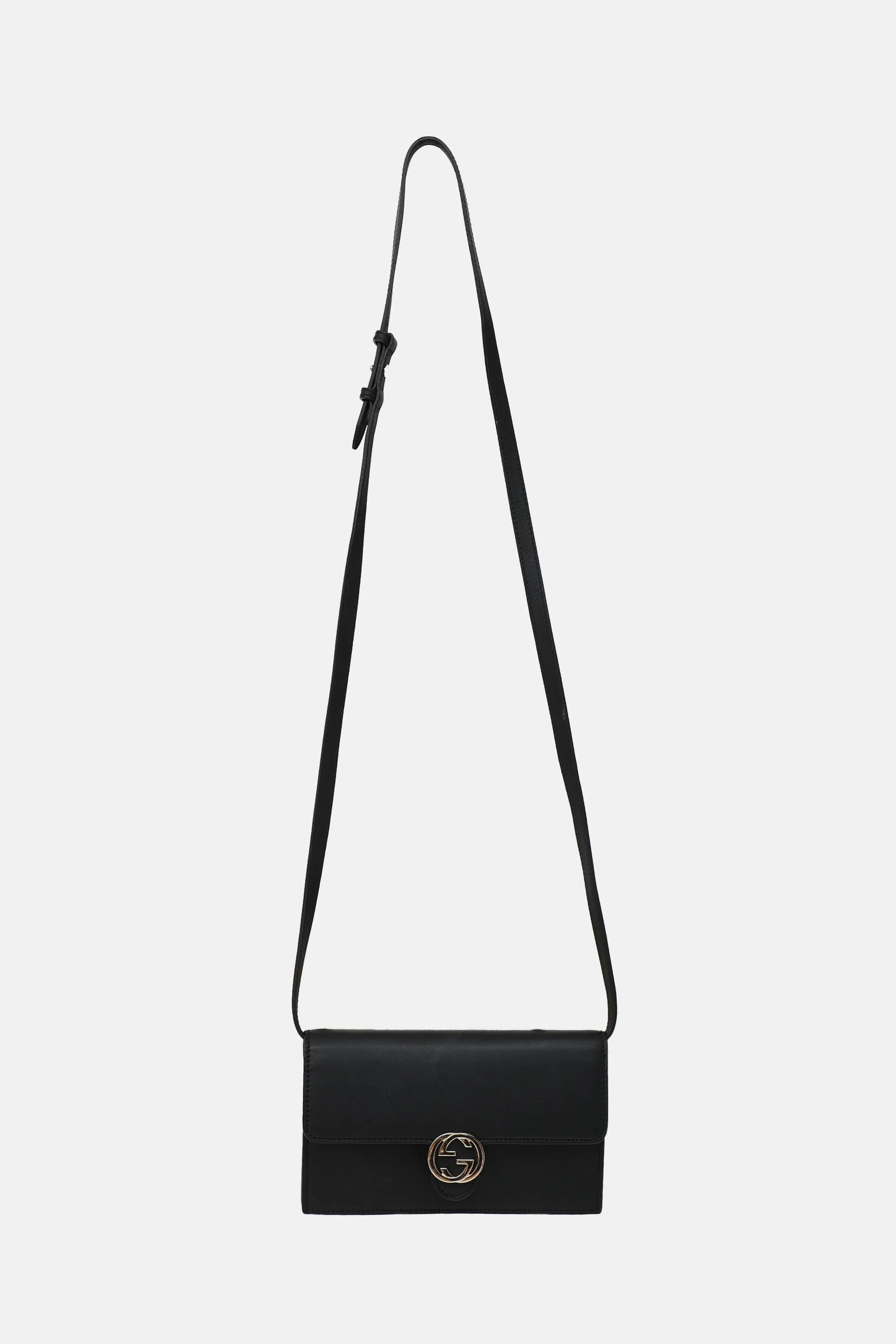 Leather Interlocking GG Wallet on Strap sold by VSP Consignment