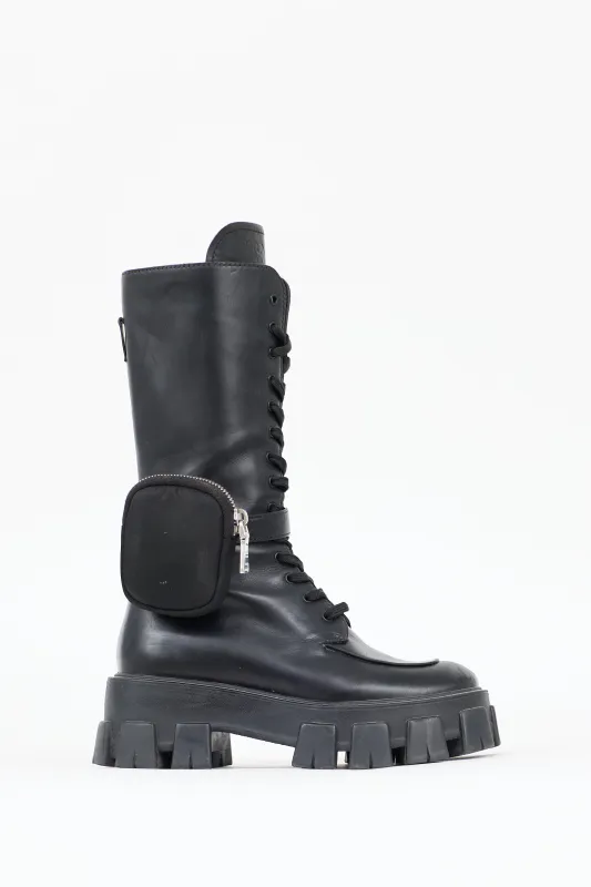 Leather Monolith Mid Calf Boot sold by VSP Consignment