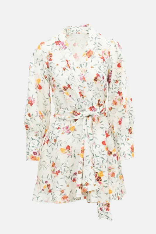 Linen Floral Wrap Dress made by Zimmermann