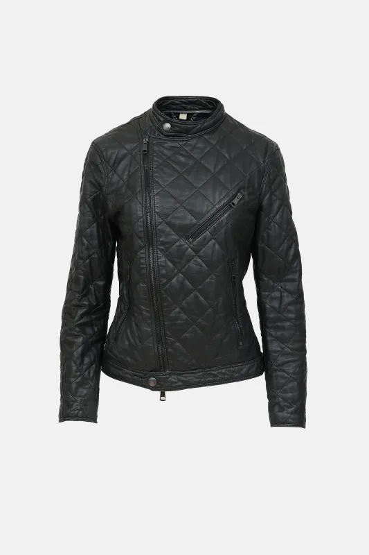 Leather Quilted Cafe Racer Jacket sold by VSP Consignment