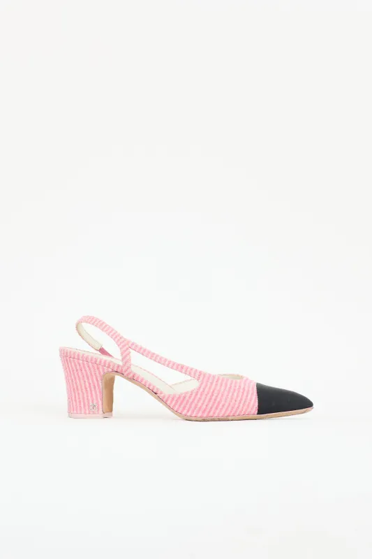 Terry Striped Slingback Pump made by Chanel