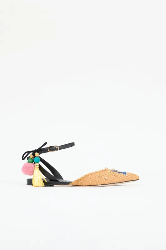 Raffia Anchor Embellished Flat made by Dolce & Gabanna