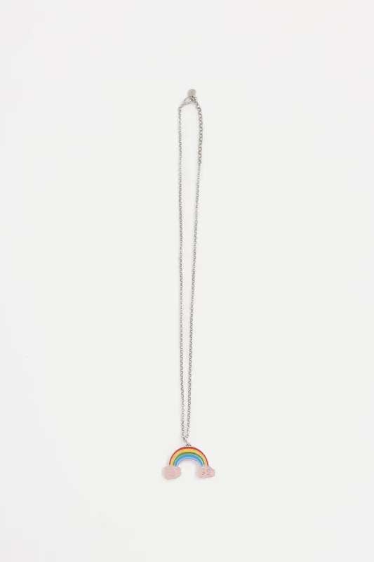 Sterling Silver Rainbow Logo Necklace made by Gucci