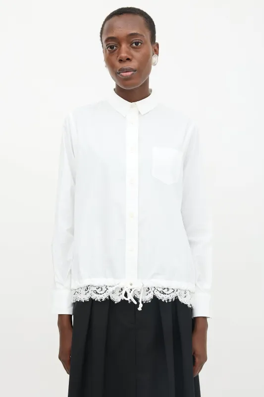 Lace & Drawcord Hem Shirt made by Sacai