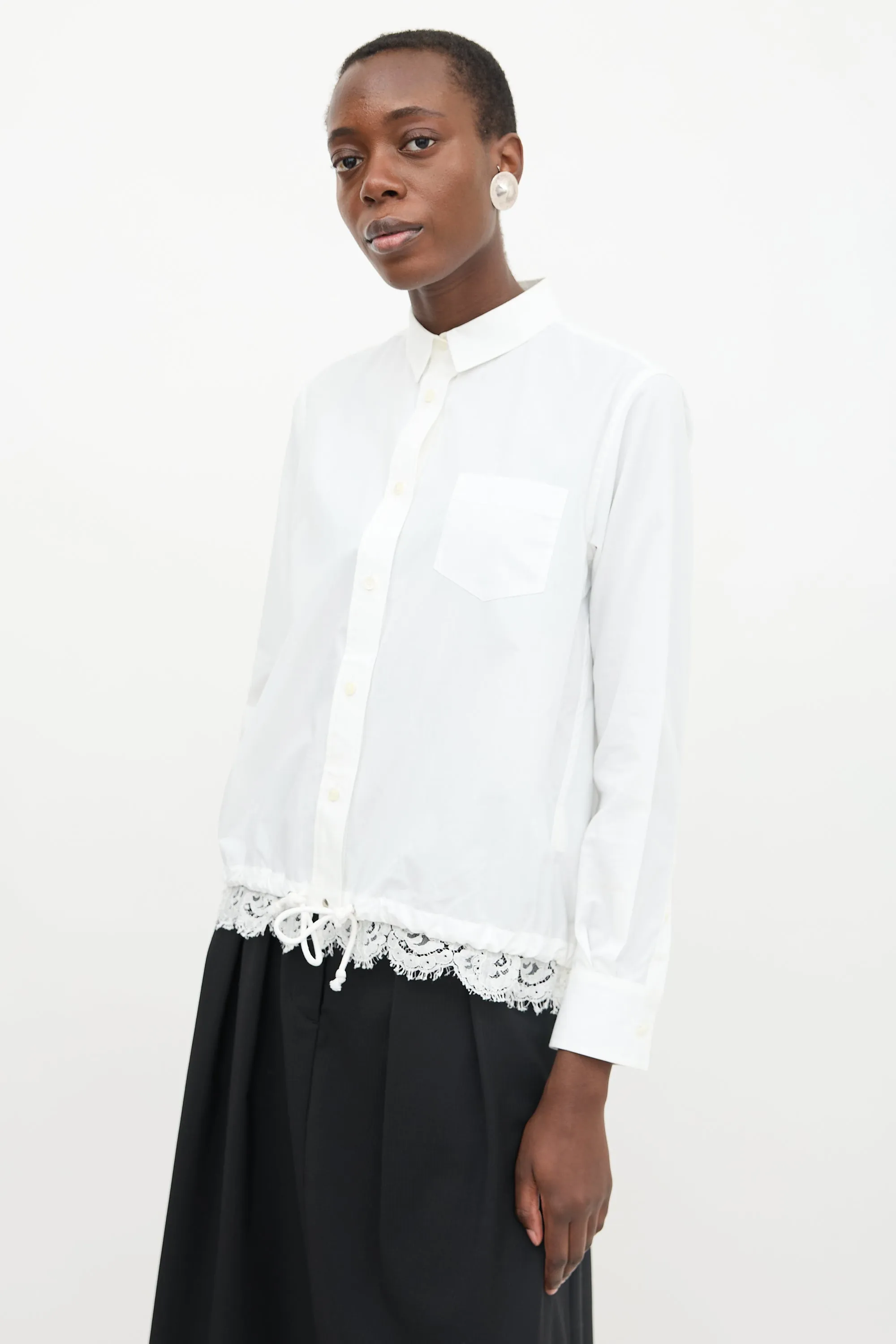 Lace & Drawcord Hem Shirt sold by VSP Consignment product image thumbnail 3