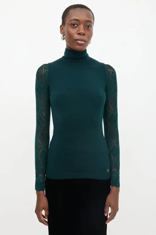 Wool Pointelle Turtleneck Sweater made by Roberto Cavalli