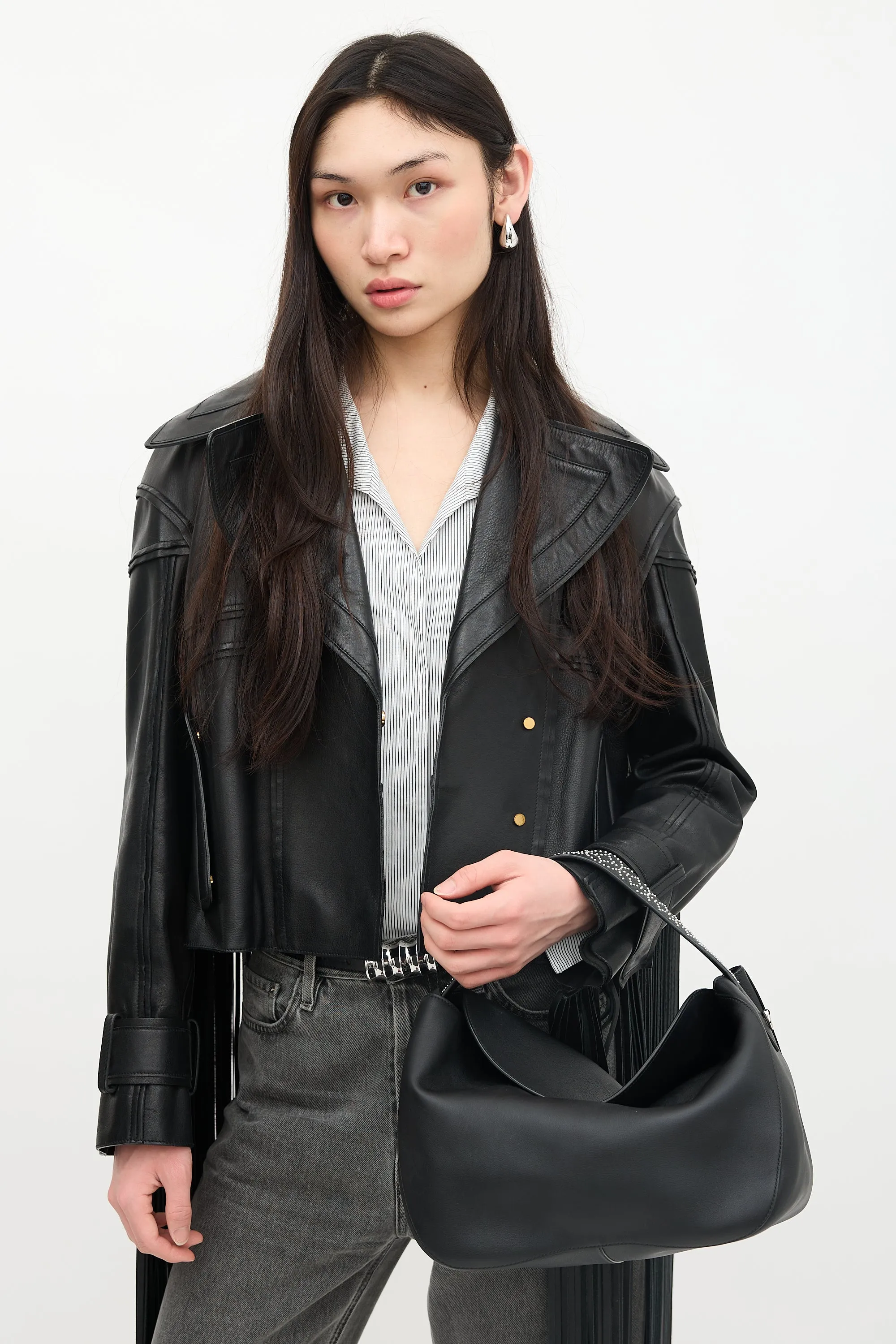 Leather Studded Top Handle Bag sold by VSP Consignment product image thumbnail 2