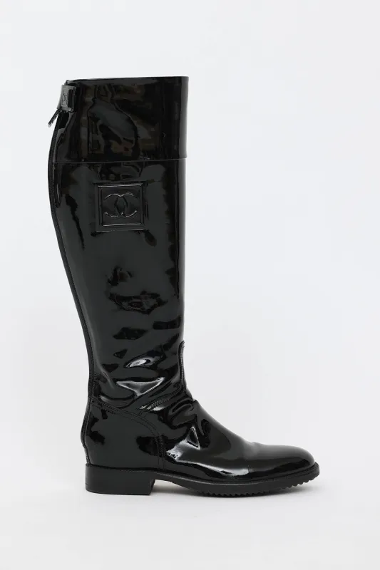 2007 Patent Leather Riding Boot sold by VSP Consignment