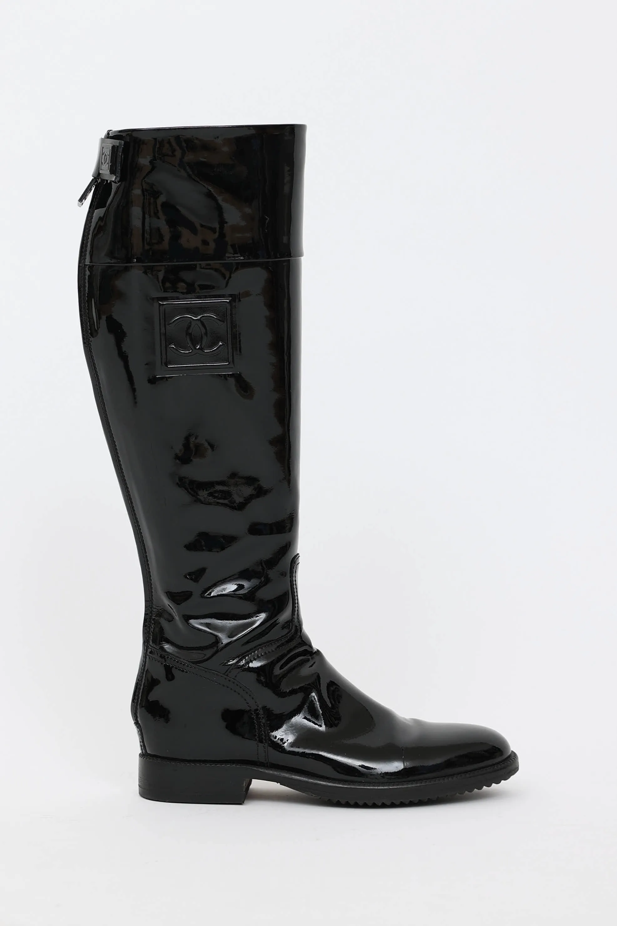 2007 Patent Leather Riding Boot sold by VSP Consignment