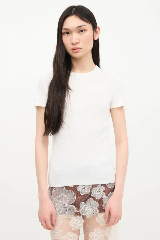 Ribbed Button Sleeve Top made by Chanel