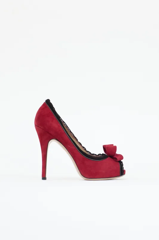 Suede Peep Toe Platform Pump made by Valentino