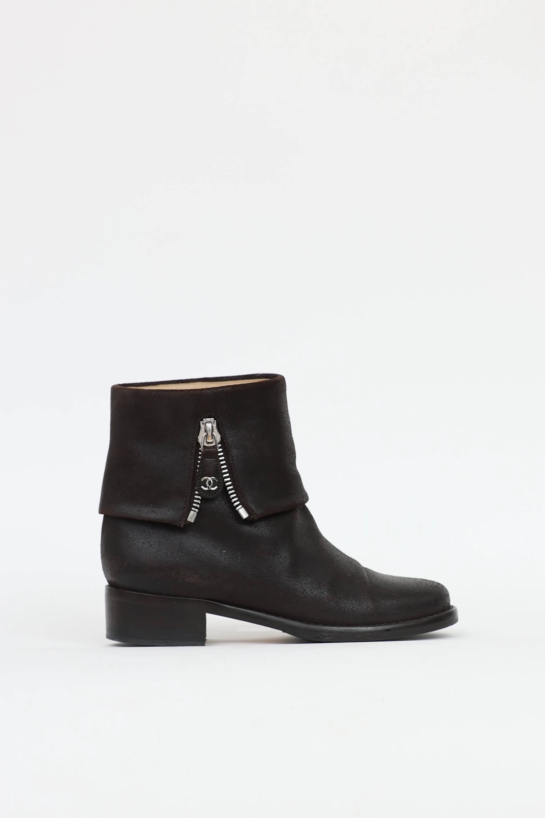 Distressed Zip Ankle Boot sold by VSP Consignment