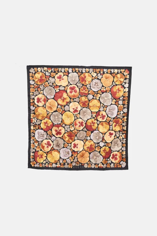 Pansy Floral Silk Scarf sold by VSP Consignment