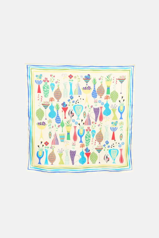Floral Abstract Vase Silk Scarf sold by VSP Consignment