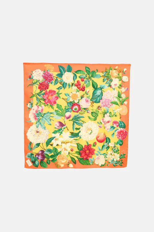 Floral & Fruit Silk Scarf sold by VSP Consignment