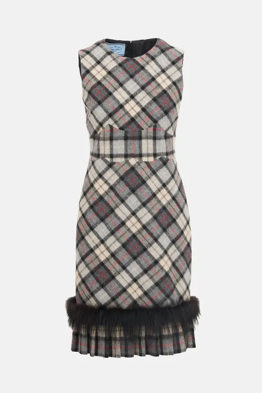 2011 Wool Plaid Shift Dress made by Prada