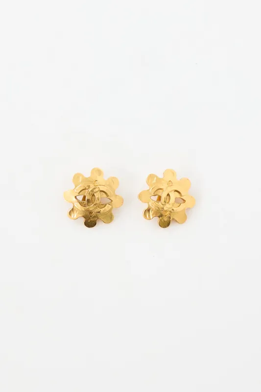 Fall 1994 Flower CC Clip On Earrings made by Chanel