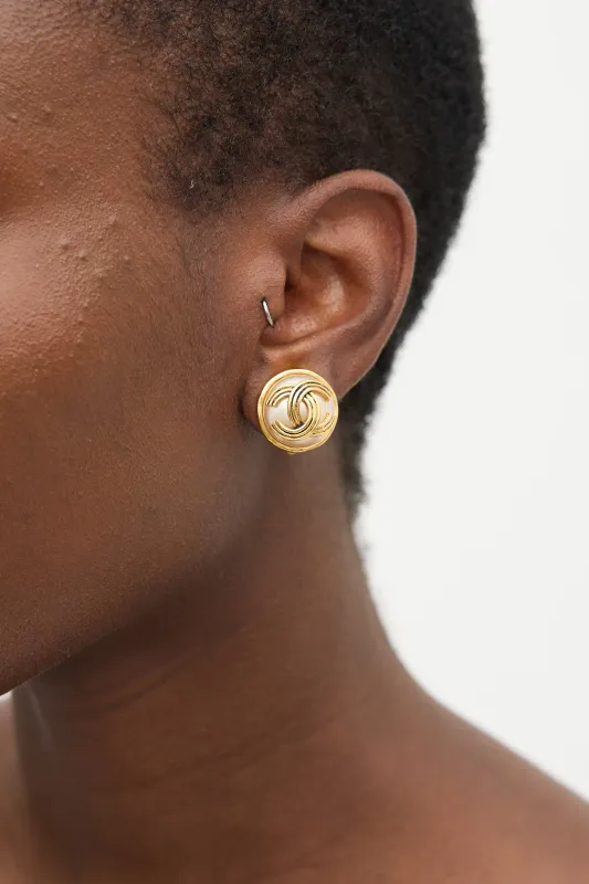 Fall 1994 Faux Pearl CC Clip On Earrings made by Chanel