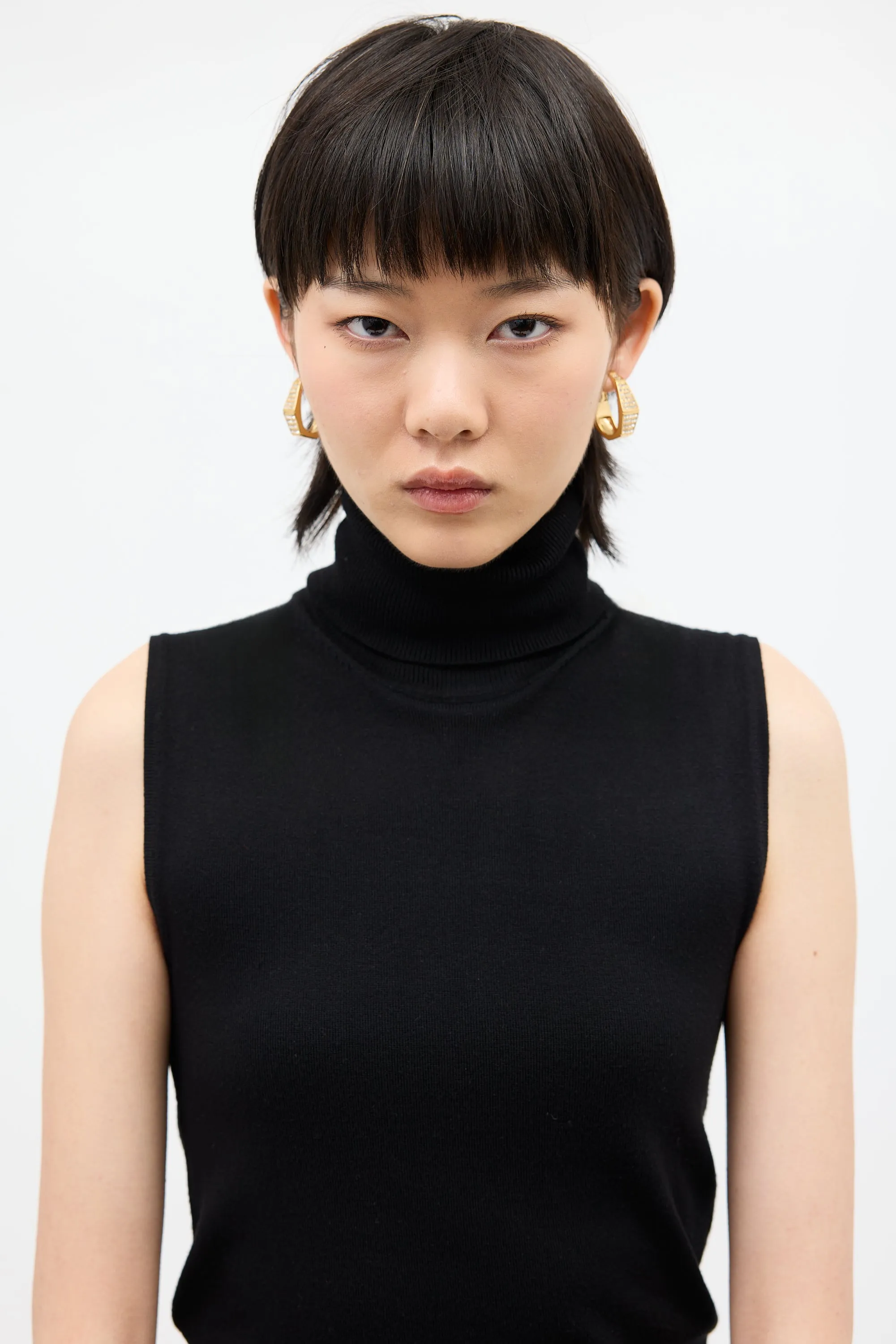 Gold Metal & Crystal Clip On Drop Earrings sold by VSP Consignment product image thumbnail 3