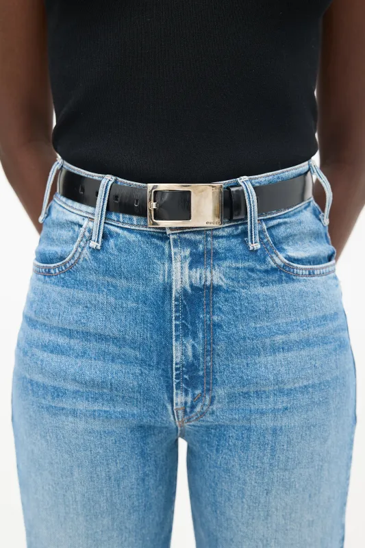 Leather & Wide Buckle Belt made by Gucci