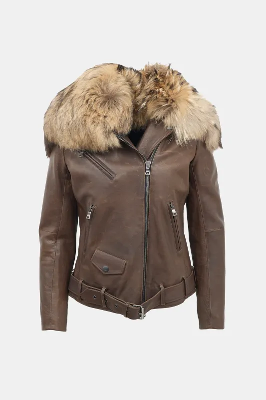FW 2011 Leather Fur Collar Jacket sold by VSP Consignment