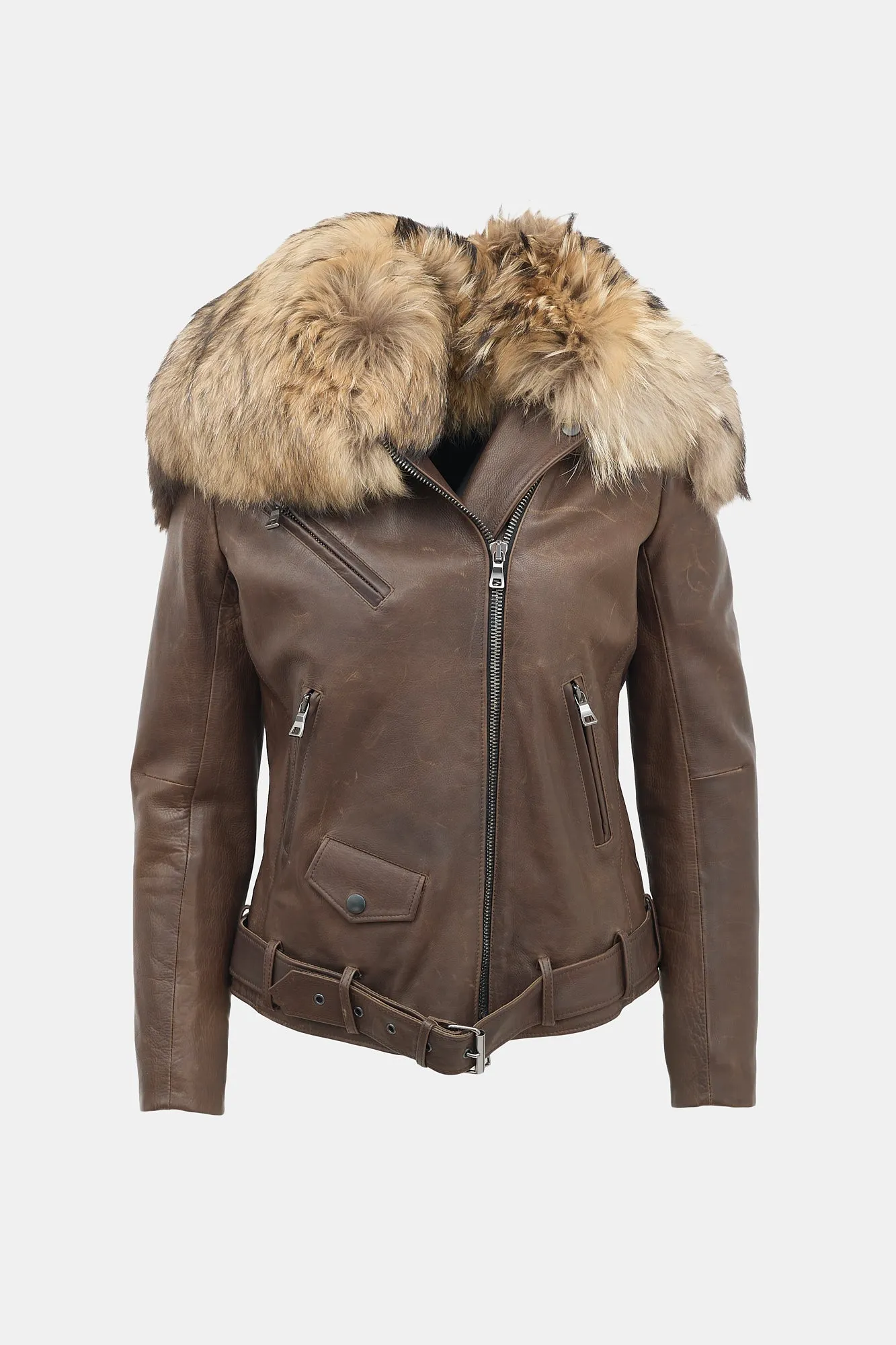 FW 2011 Leather Fur Collar Jacket sold by VSP Consignment