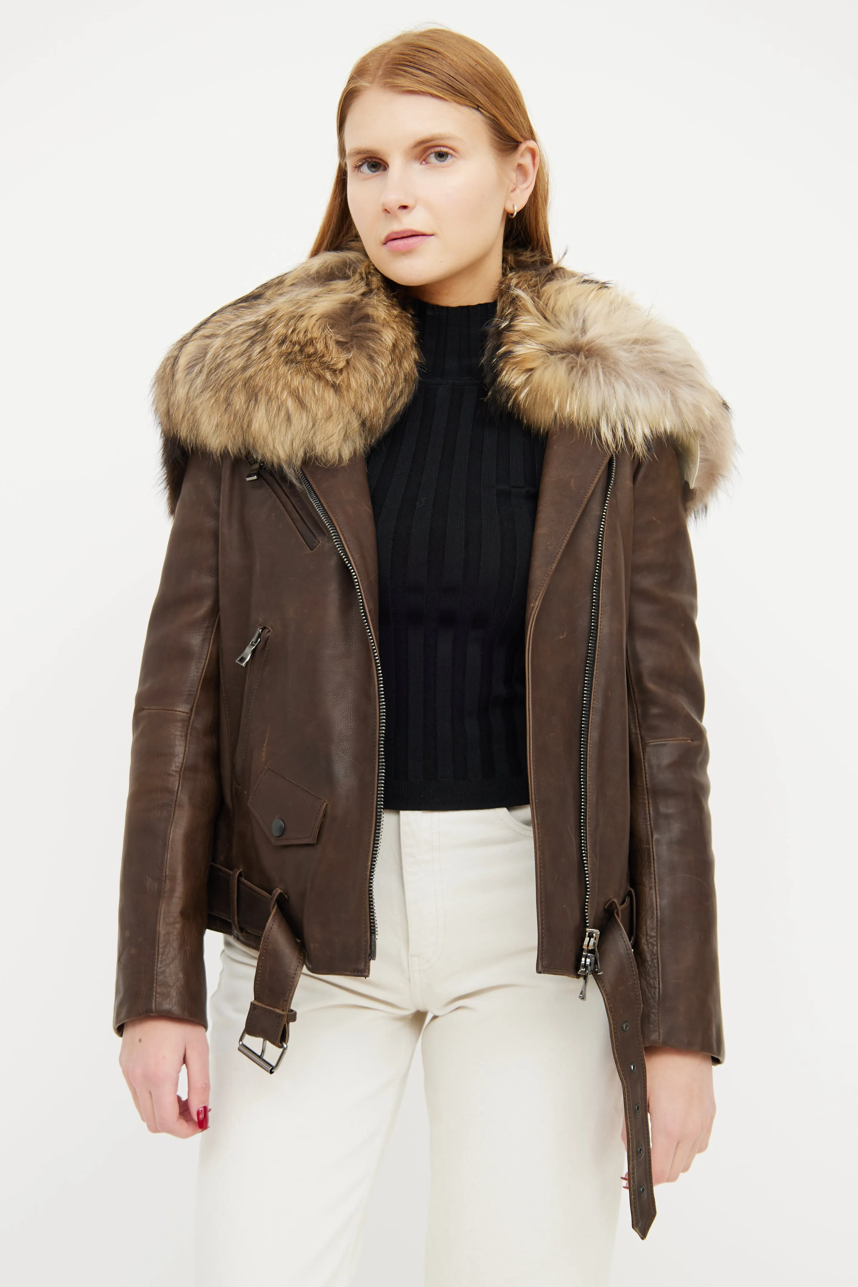 FW 2011 Leather Fur Collar Jacket sold by VSP Consignment product image thumbnail 5
