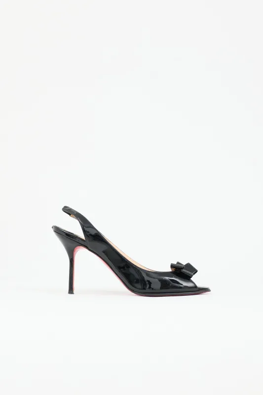 Patent Peep Toe Bow Heel sold by VSP Consignment