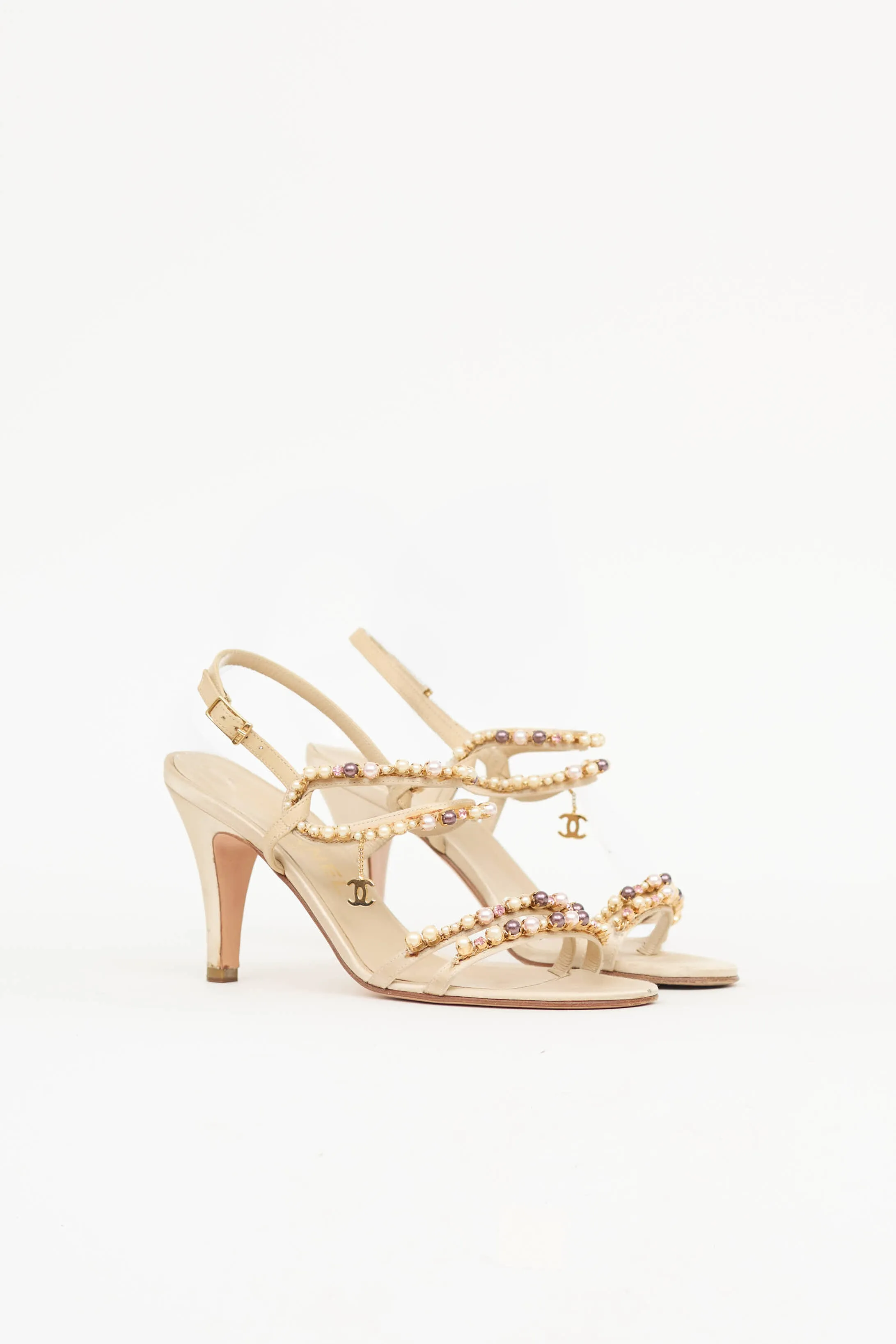 Spring 2005 Satin & Leather Pearl Sandal sold by VSP Consignment product image thumbnail 2