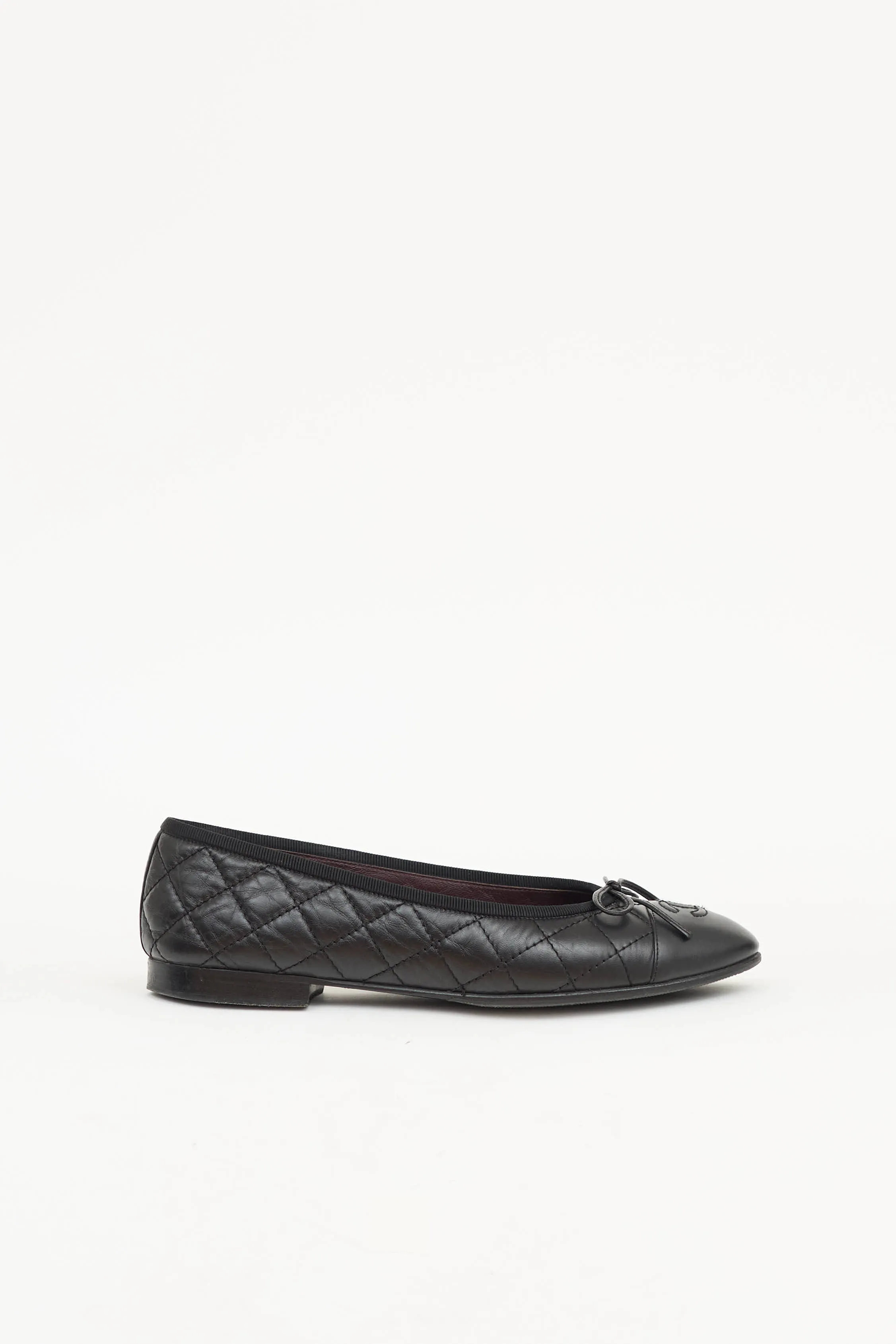 Leather Quilted CC Ballet Flat sold by VSP Consignment