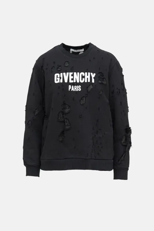 Distressed Layered Logo Sweatshirt made by Givenchy