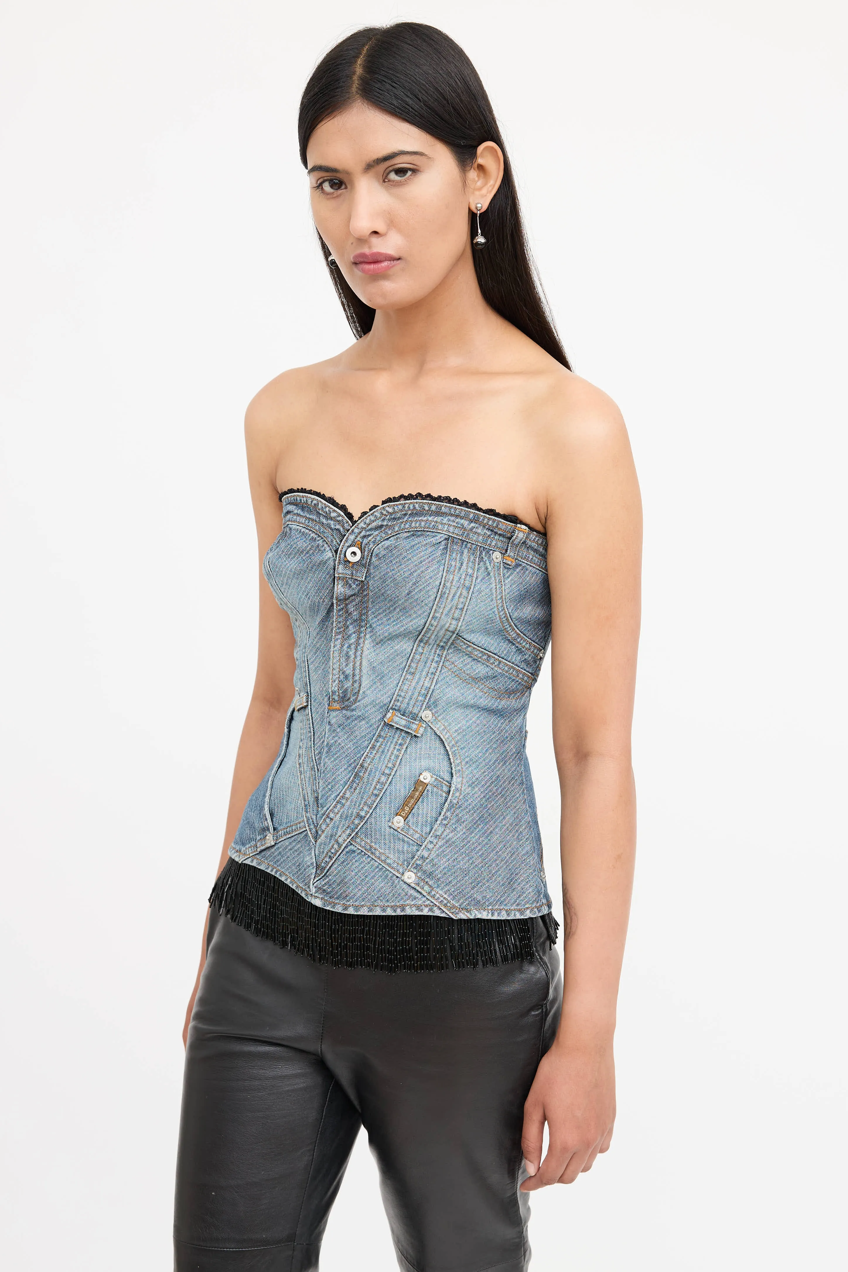 Denim Lace Corset sold by VSP Consignment product image thumbnail 3