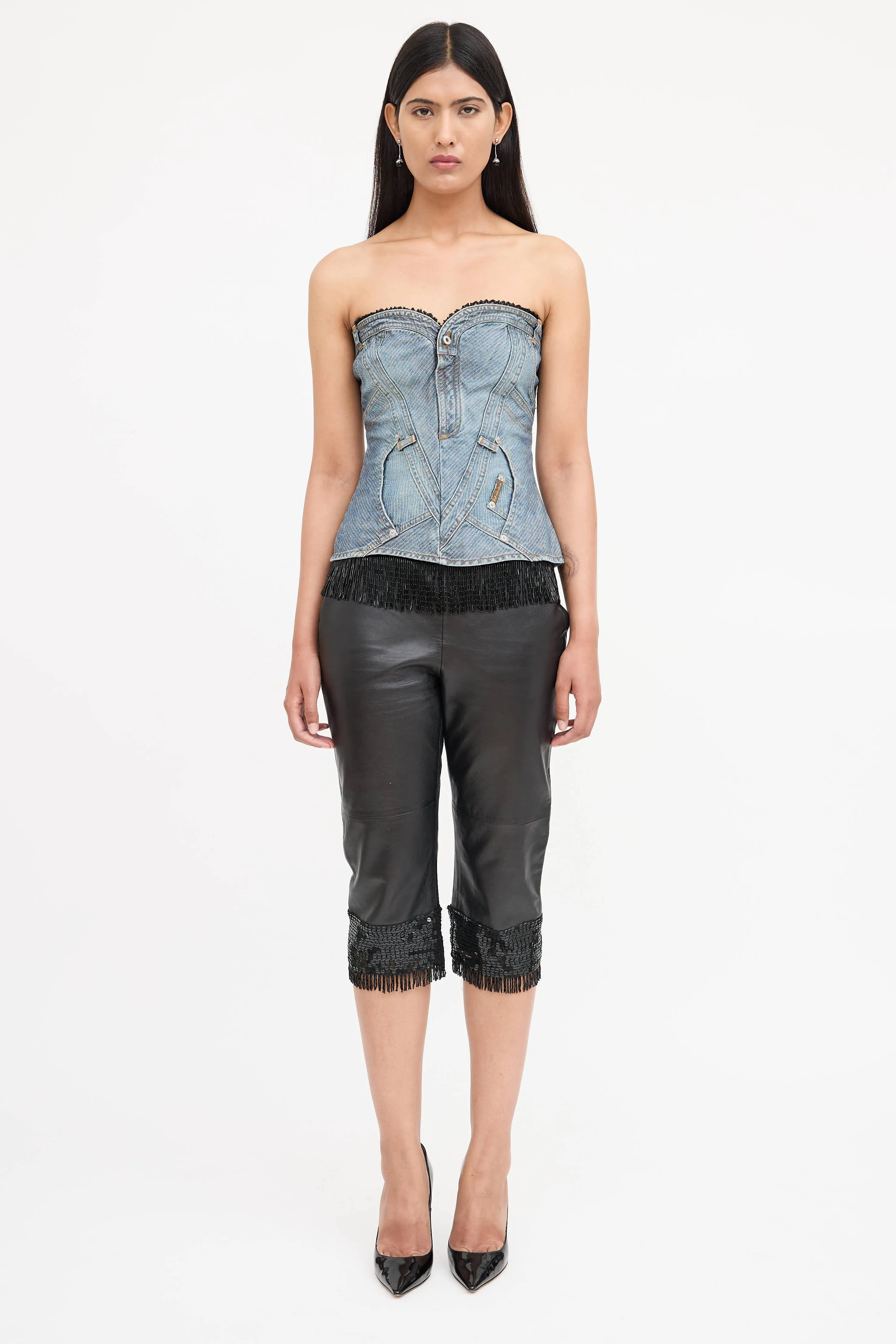 Denim Lace Corset sold by VSP Consignment product image thumbnail 2