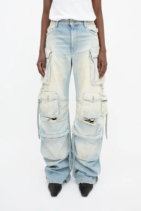Denim Fern Distressed Cargo Pant made by The Attico