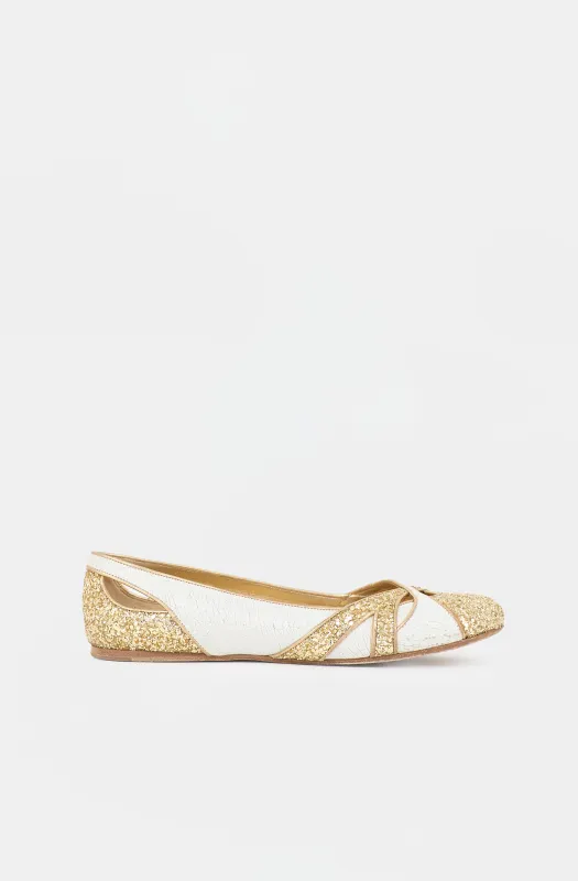 Glitter Leather Cut Out Flat made by Miu Miu