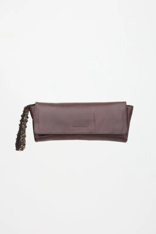 Leather Beaded Strap Clutch sold by VSP Consignment