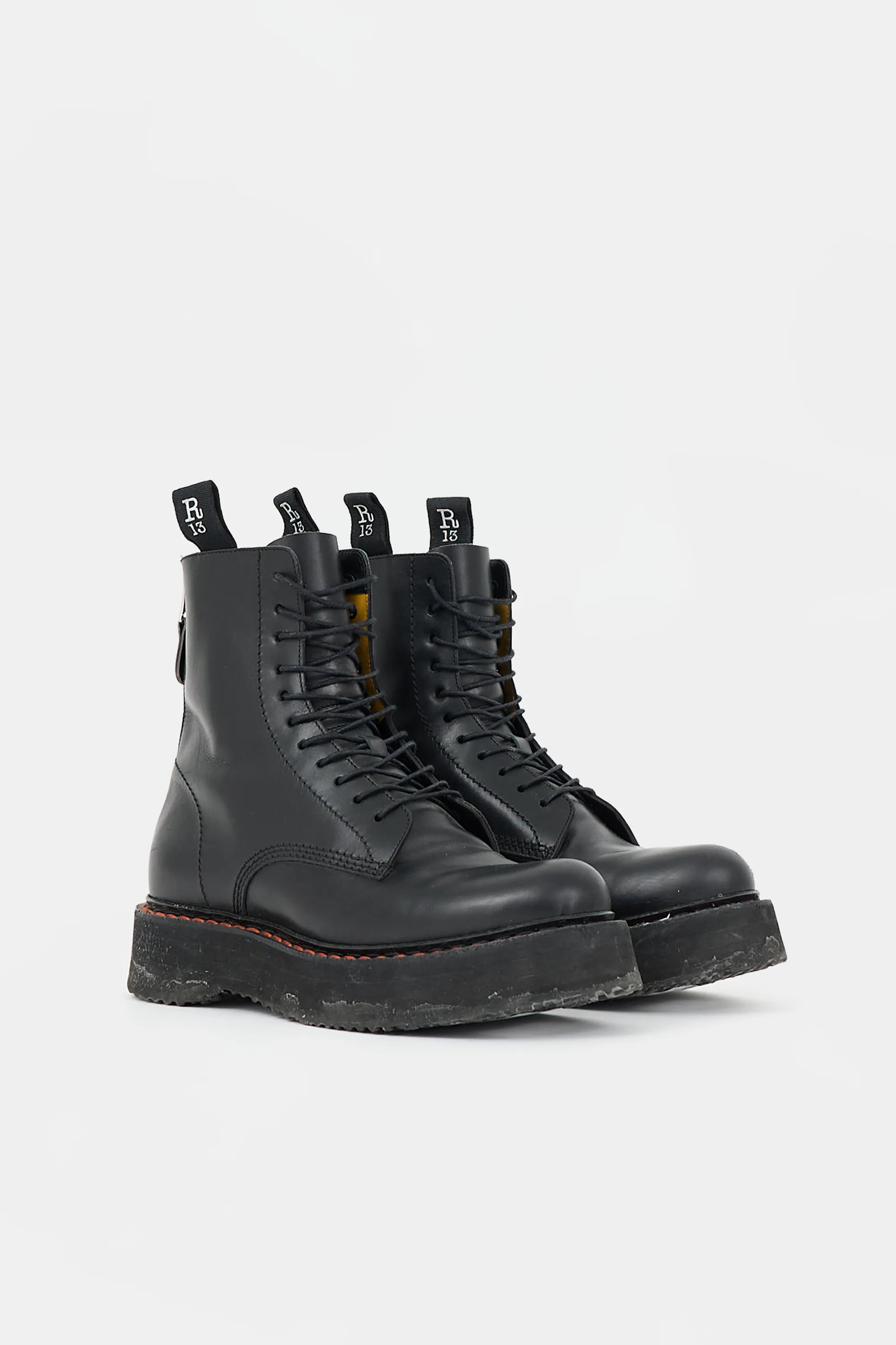 Leather Stacked Combat Boot sold by VSP Consignment product image thumbnail 2