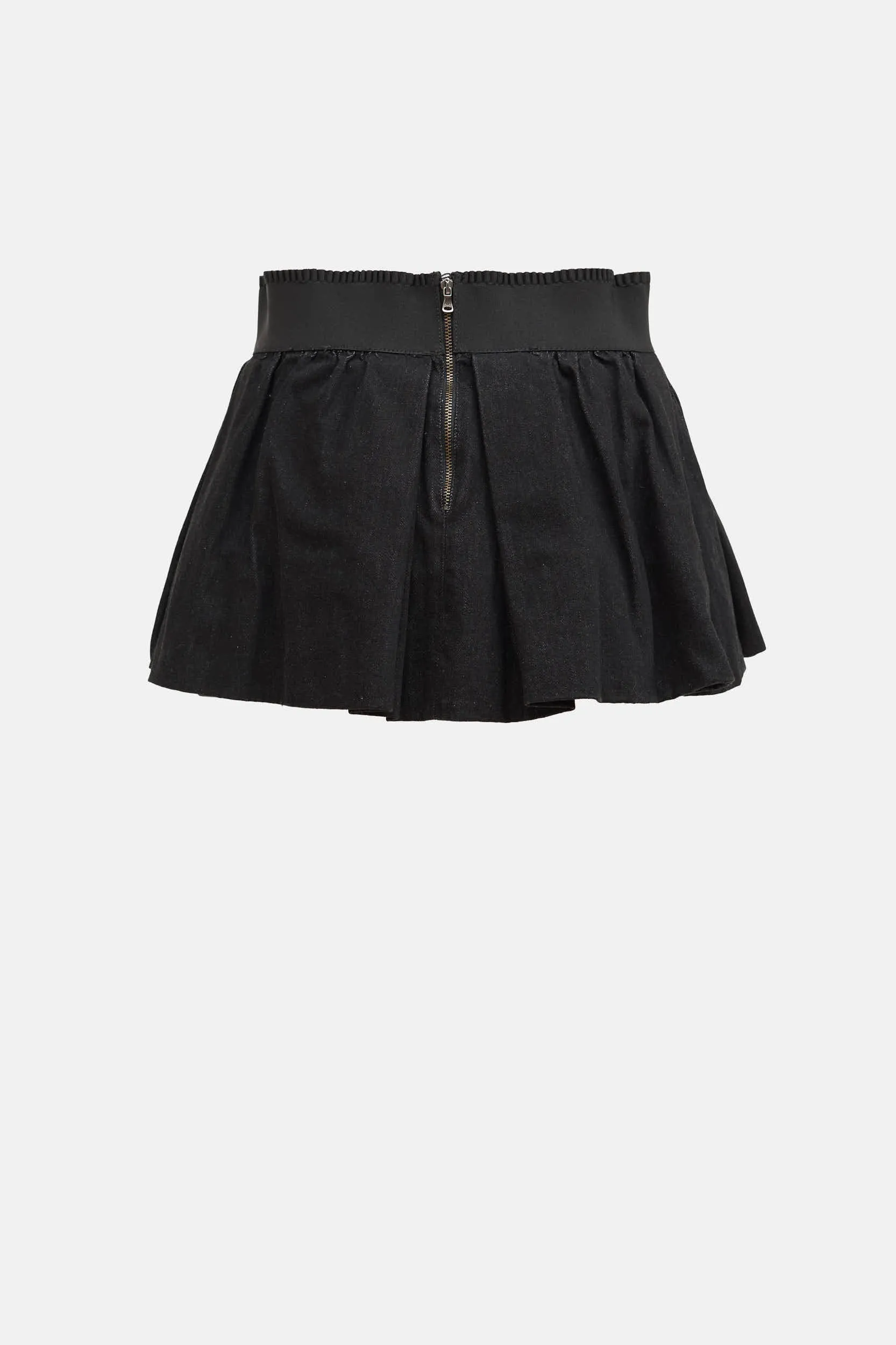 Denim Pleated Bow Mini Skirt sold by VSP Consignment product image thumbnail 2