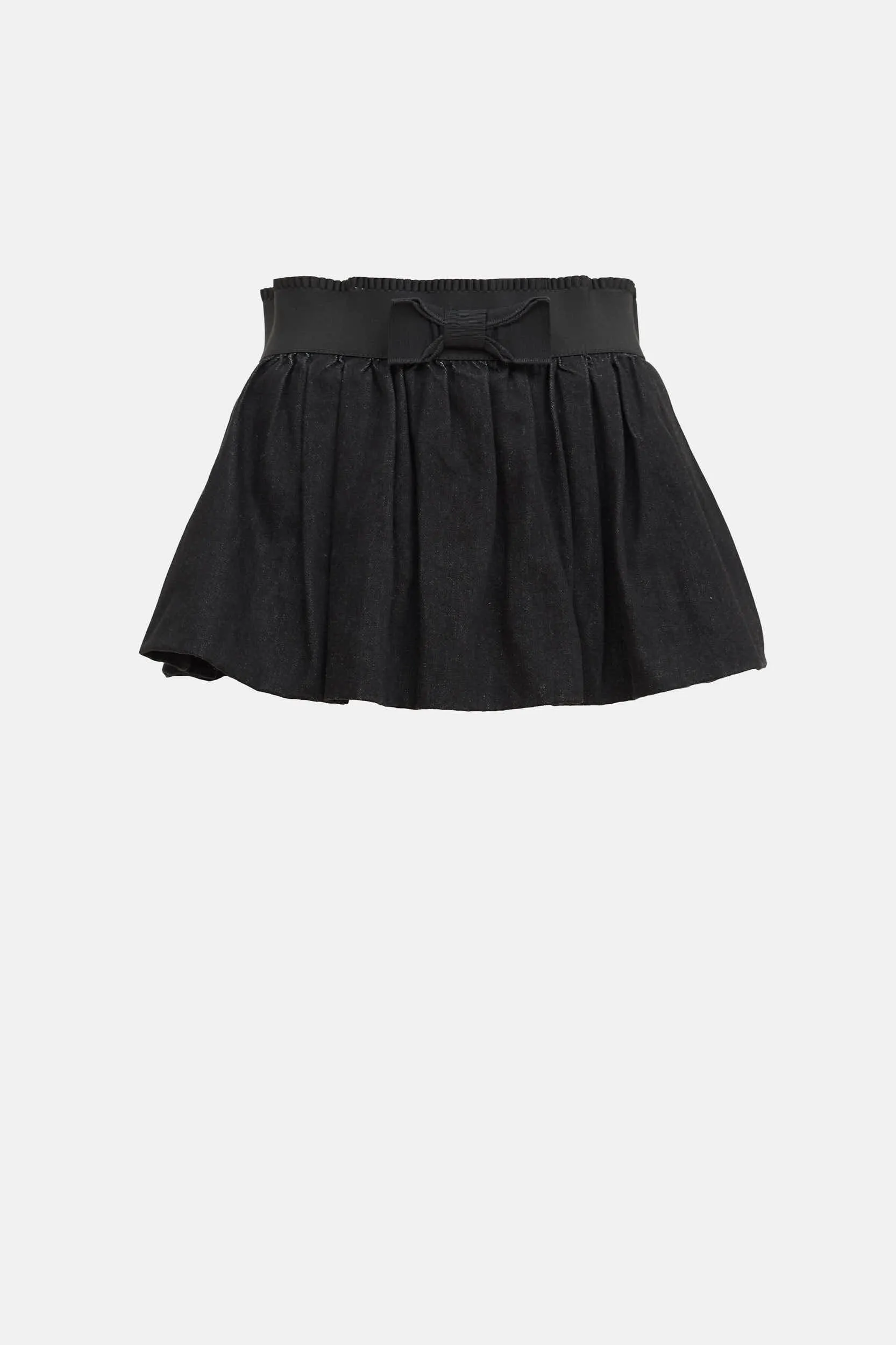 Denim Pleated Bow Mini Skirt sold by VSP Consignment