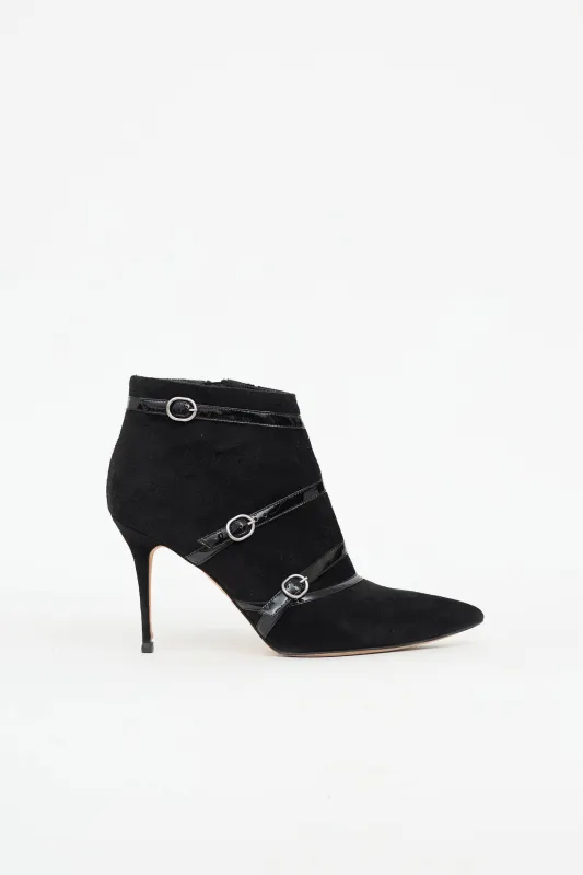 Suede Buckle Bootie made by Manolo Blahnik
