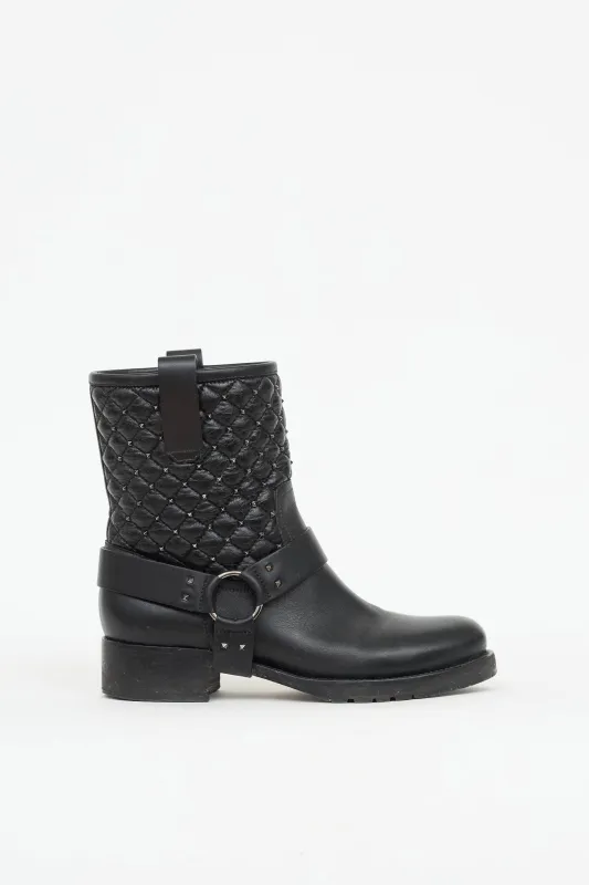 Quilted Rockstud Ankle Boot made by Valentino