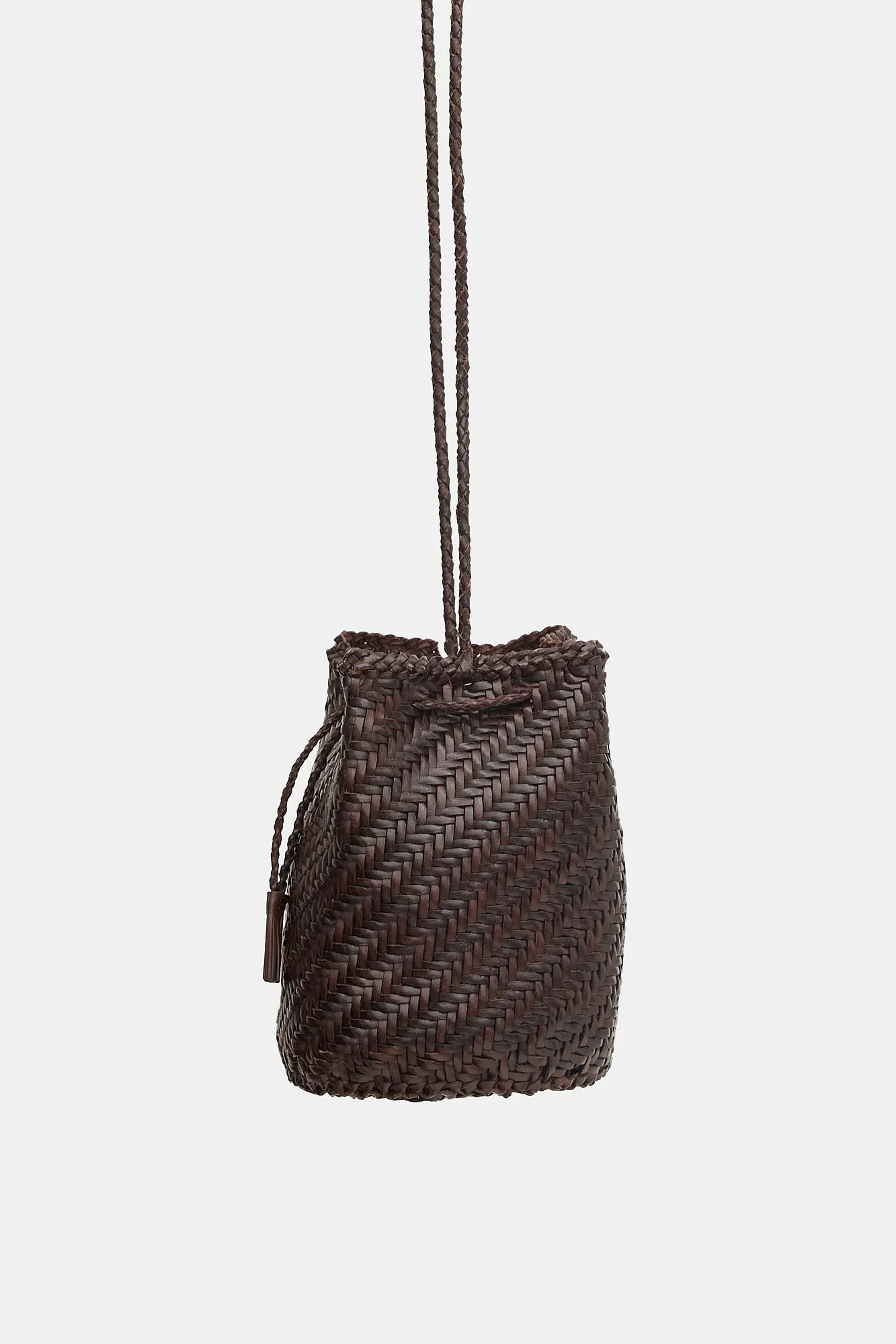 Woven Leather PomPom Bucket Bag sold by VSP Consignment product image thumbnail 3