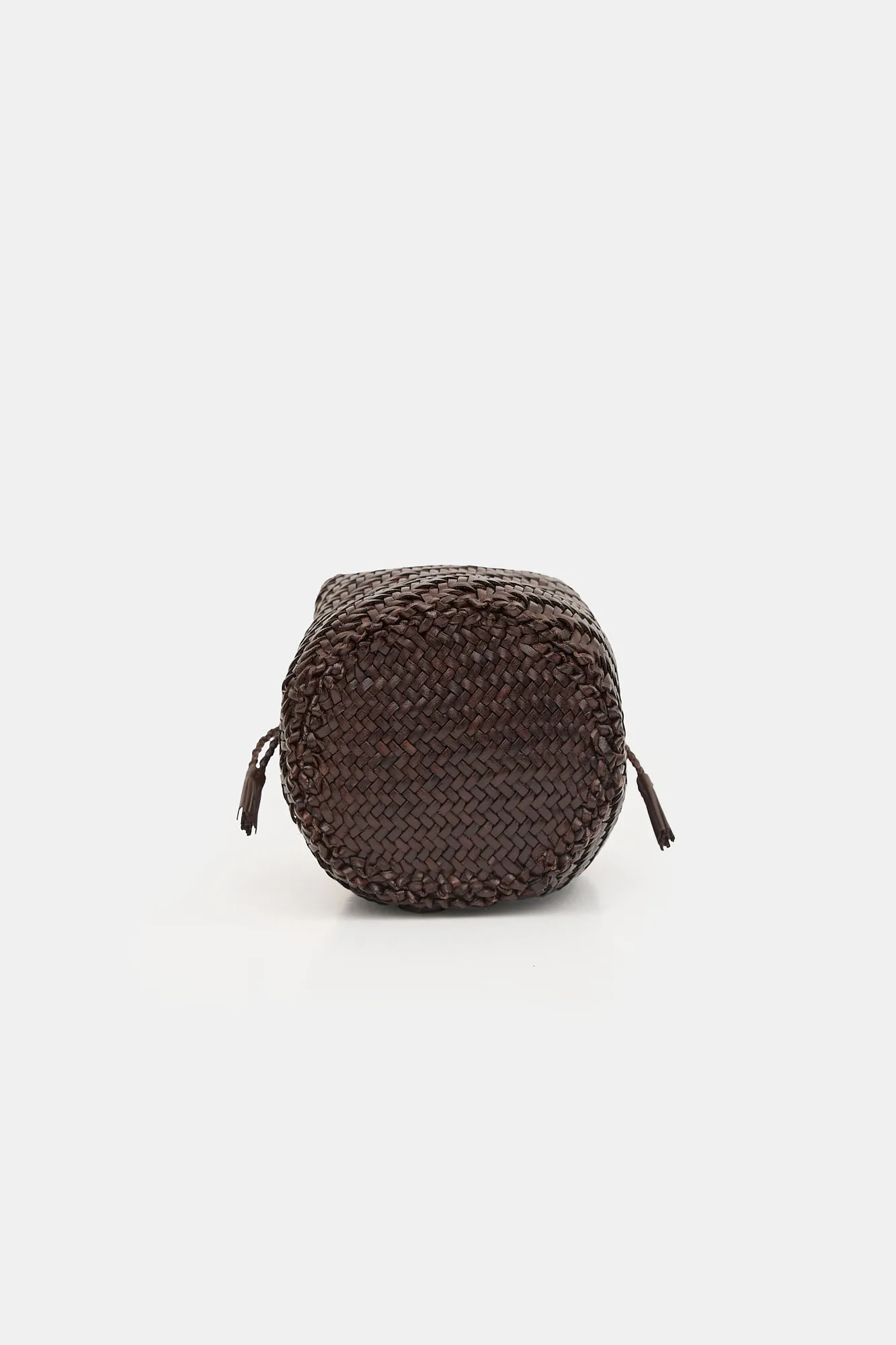 Woven Leather PomPom Bucket Bag sold by VSP Consignment product image thumbnail 5