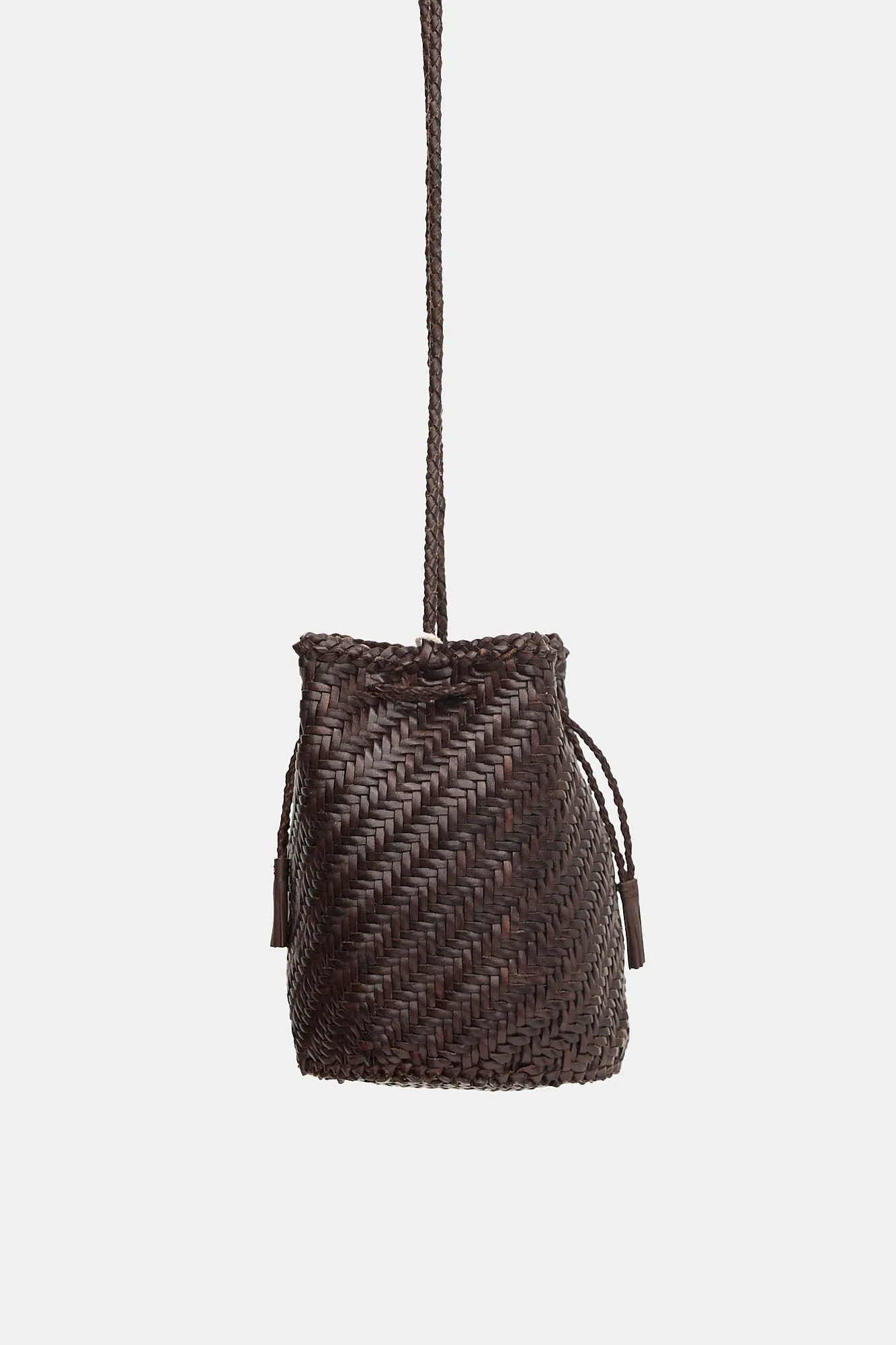 Woven Leather PomPom Bucket Bag sold by VSP Consignment product image thumbnail 4