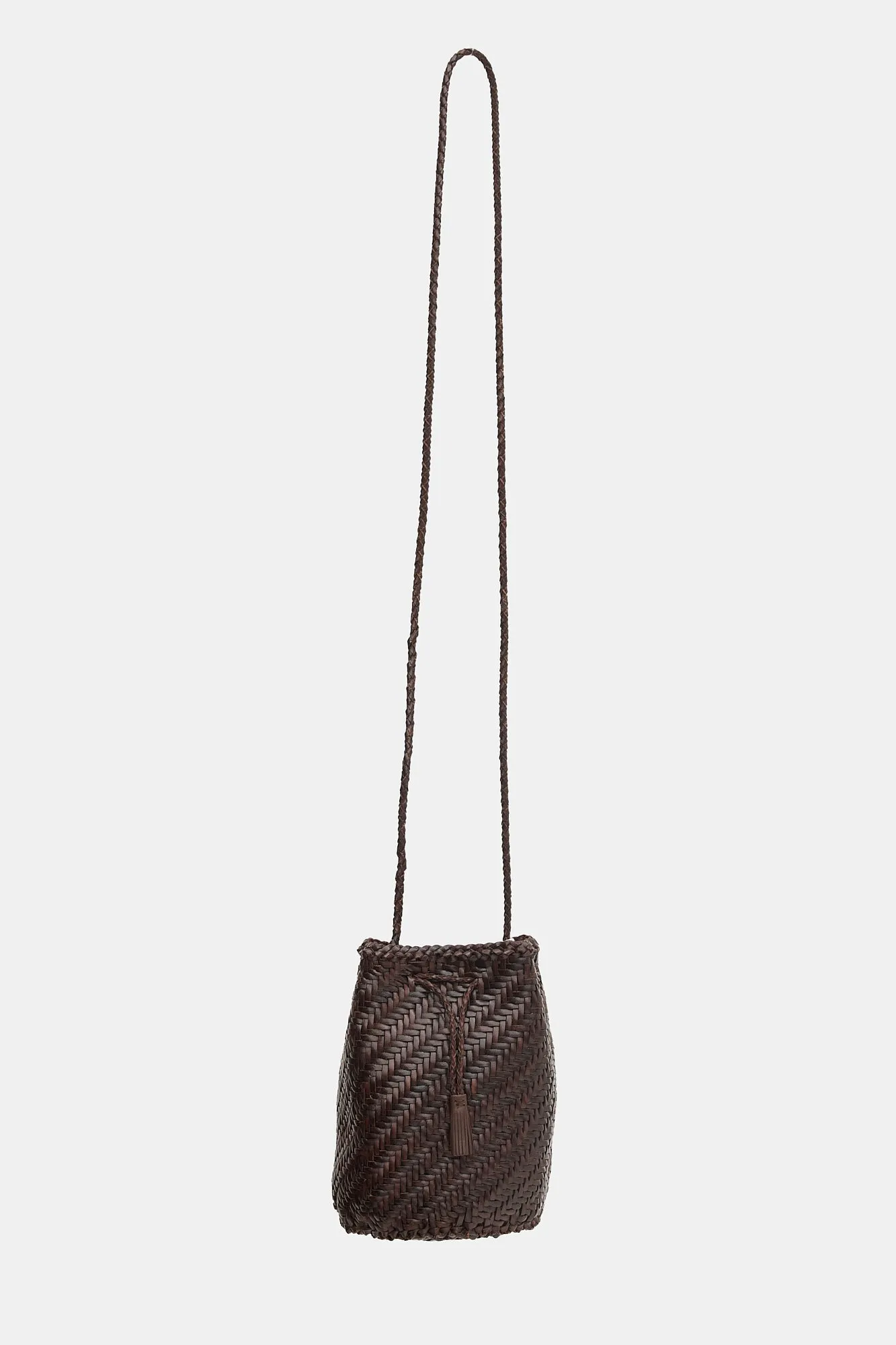 Woven Leather PomPom Bucket Bag sold by VSP Consignment product image thumbnail 2