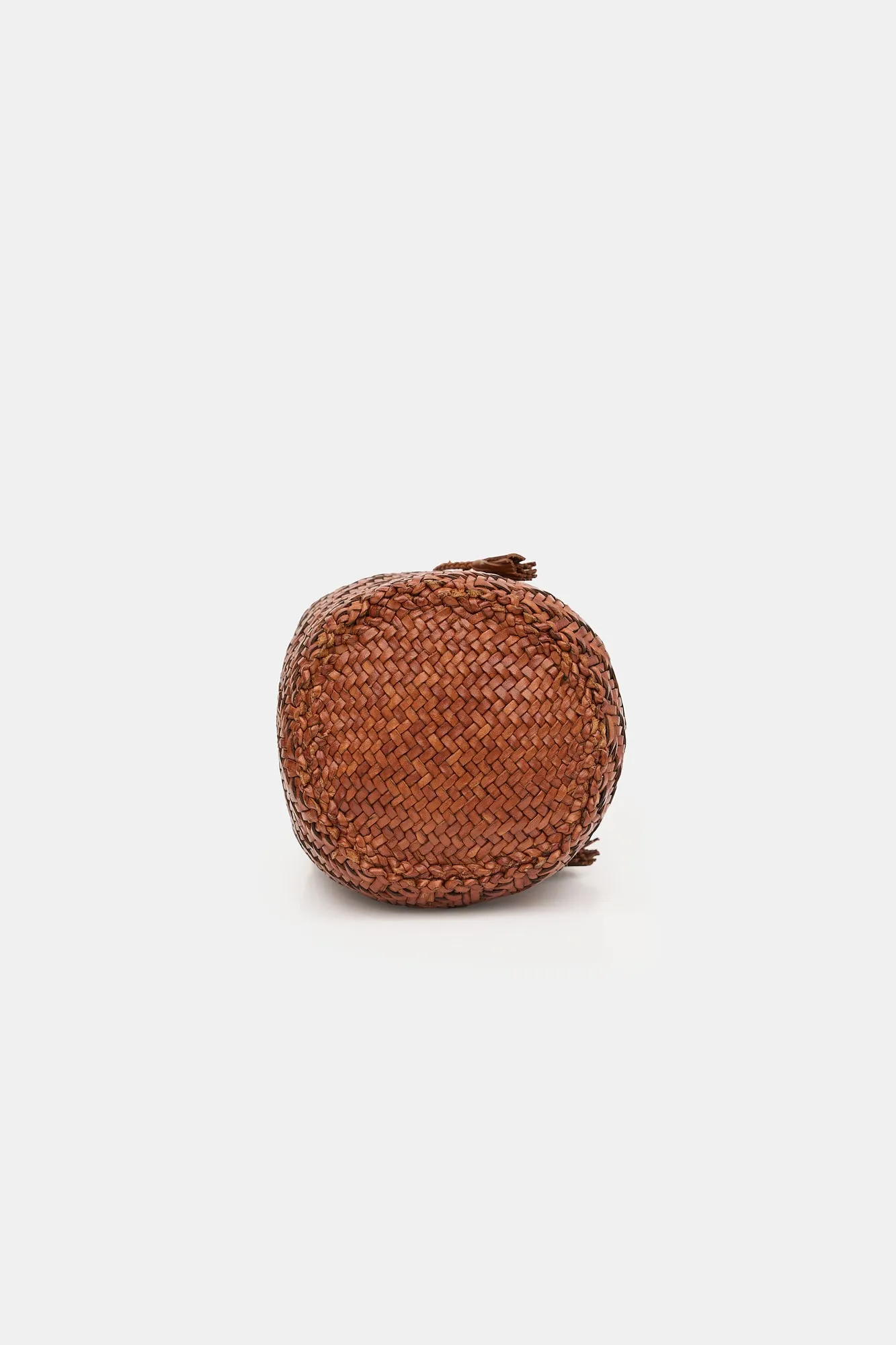 Woven Leather PomPom Bucket Bag sold by VSP Consignment product image thumbnail 5